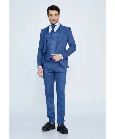 Smoking uomo blu elettrico, con gilet particolare - Modello Re