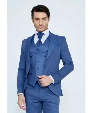 Smoking uomo blu elettrico, con gilet particolare - Modello Re