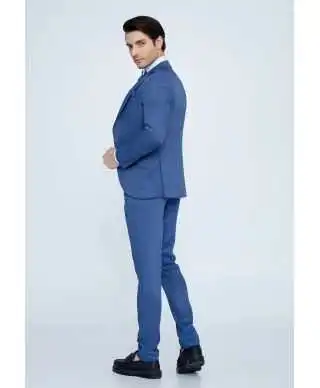 Smoking uomo blu elettrico, con gilet particolare - Modello Re