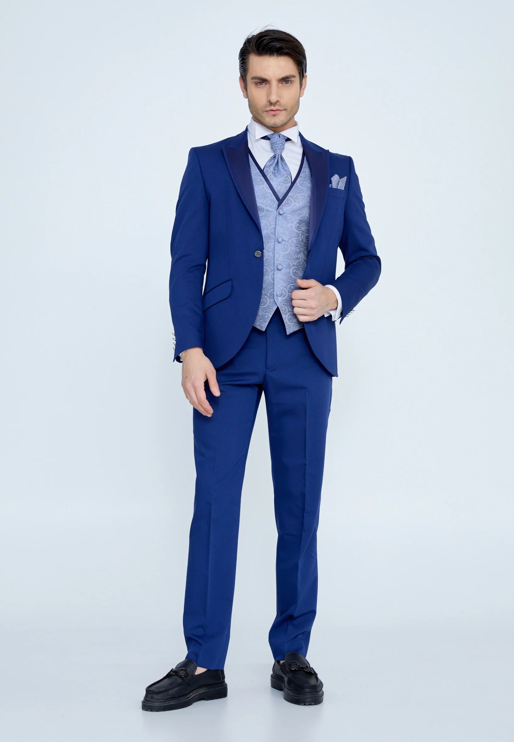 Abito Elegante Cerimonia Uomo Digel Bluette Slim Fit Negozio Online Wedding Maschile - 7