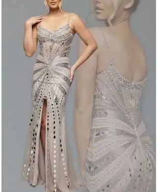 Abito da cerimonia a sirena con strass - Gioiello - Abiti 18 compleanno - Cerimonia donna online - Gogolfun.it