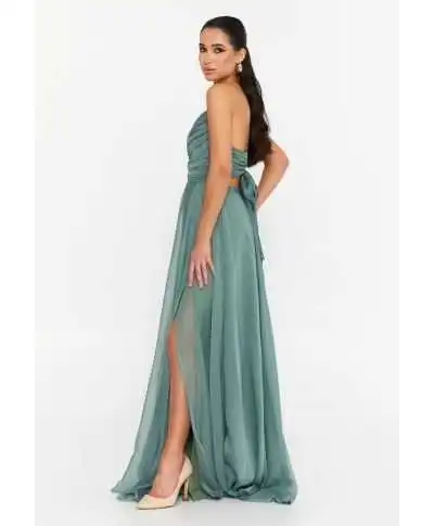 Vestito da cerimonia in chiffon verde salvia - Vestiti da damigelle online - Gogolfun.it