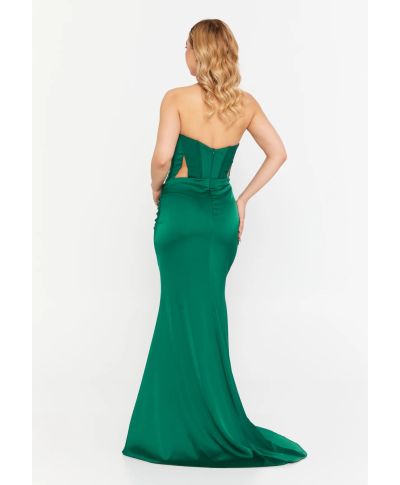 Abito da cerimonia a sirena verde smeraldo con corpetto decorato - Vestiti da cerimonia online - Gogolfun.it