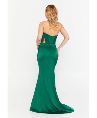 Abito da cerimonia a sirena verde smeraldo con corpetto decorato - Vestiti da cerimonia online - Gogolfun.it