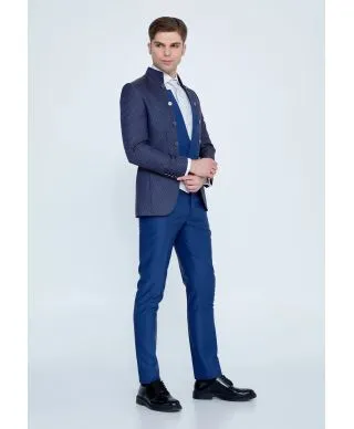 Smoking blu scuro con panciotto, Marchesi – Eleganza moderna per eventi speciali