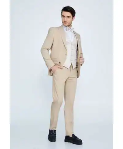 Smoking beige chiaro con panciotto, Arconte – Eleganza per le tue cerimonie