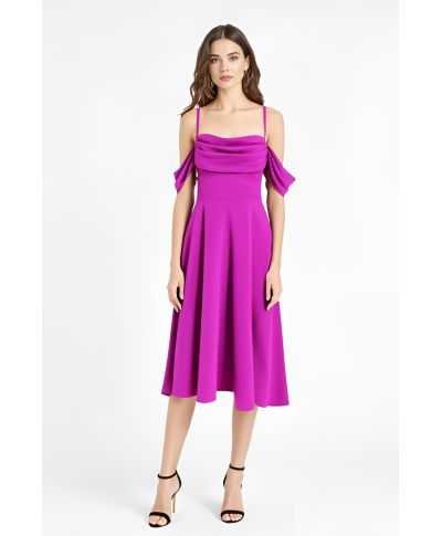 Abito midi elegante in Raso - Scollo Morbido e Spalline scorrevoli