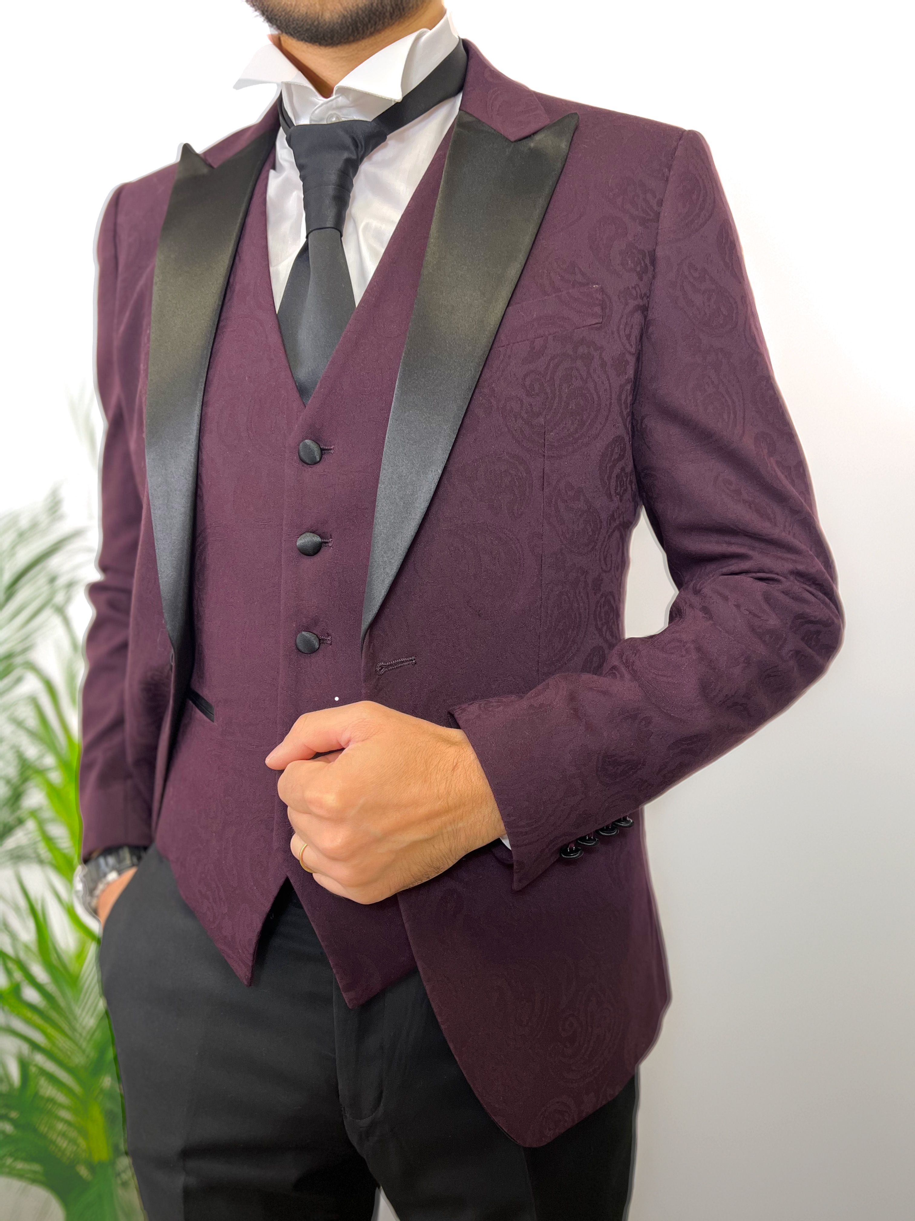 Bordeaux Gilet Uomo Matrimonio Gilet Uomo Drop Elegante Da