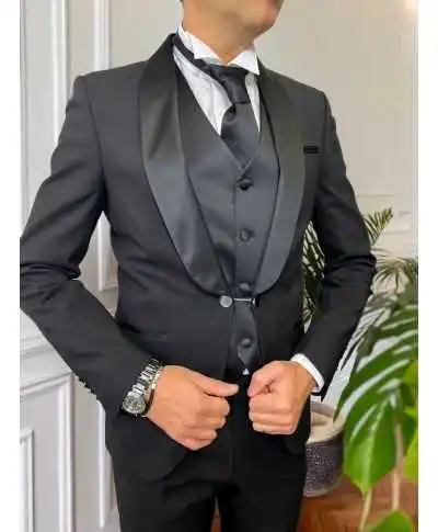 Smoking uomo nero con gilet - Ikaro - Smoking, abiti uomo uomo online - Gogolfun.it