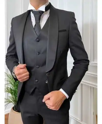 Smoking uomo nero con gilet - Ikaro - Smoking, abiti uomo uomo online - Gogolfun.it