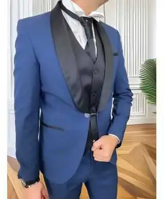 Smoking uomo blu con gilet - Ikaro