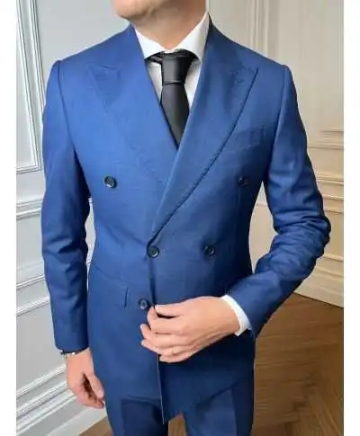 Abito doppiopetto blu da uomo - Abiti uomo eleganti online - Shop gogolfun.it