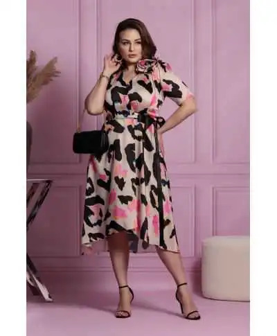 Sukienka midi ROSA satyna / Print