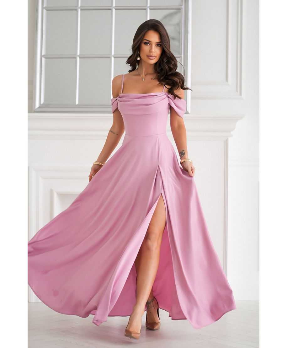 Abito da cerimonia rosa con spacco - Costa - Abiti da cerimonia online - Gogolfun.it