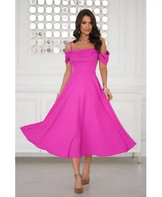 Abito midi elegante in Raso - Scollo Morbido e Spalline scorrevoli