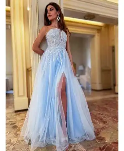 Abito da cerimonia azzurro - Elen - Vestiti da cerimonia e diciottesimo compleanno - Gogolfun.it