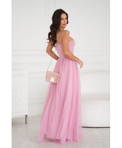 Abito lungo elegante monospalla, rosa - Nia - Cerimonia donna online - Gogolfun.it