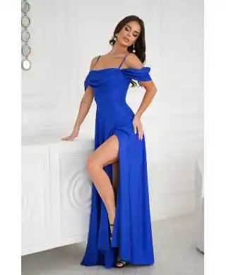 ELEGANCKA SUKNIENKA Z DRAPOWANIEM, ROZCIĘCIEM I BŁYSZCZĄCĄ TKANINĄ