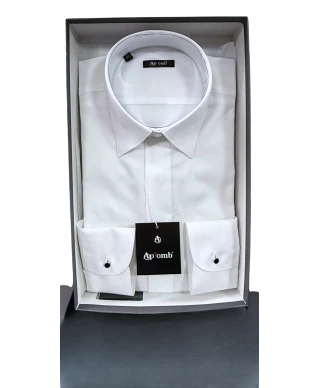 Camicia bianca, collo diplomatico - Camicia con doppio polso - Polso Gemelli