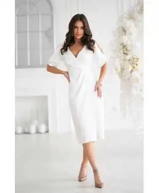 ELEGANCKA SUKIENKA OŁÓWKOWA Z DEKOLTEM