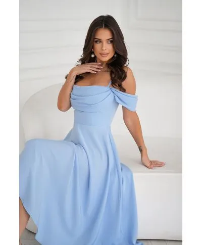 Abito midi elegante in Raso - Scollo Morbido e Spalline scorrevoli