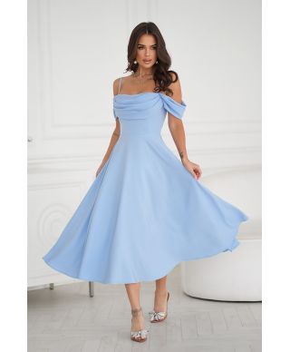 Abito midi elegante in Raso - Scollo Morbido e Spalline scorrevoli