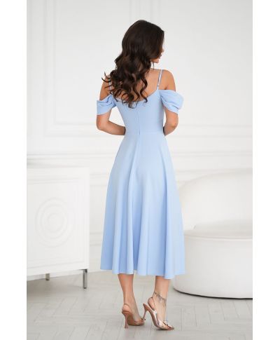 Abito midi elegante in Raso - Scollo Morbido e Spalline scorrevoli