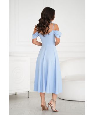 Abito midi elegante in Raso - Scollo Morbido e Spalline scorrevoli