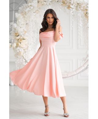 Abito midi elegante in Raso - Scollo Morbido e Spalline scorrevoli