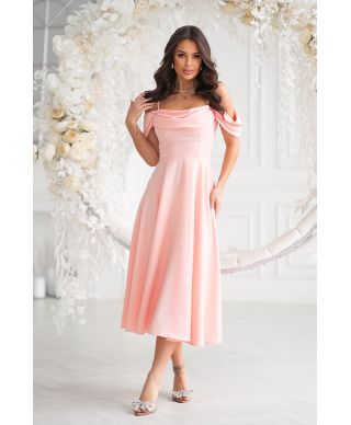 Abito midi elegante in Raso - Scollo Morbido e Spalline scorrevoli