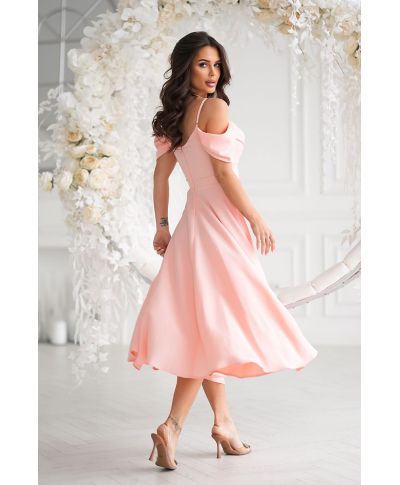 Abito midi elegante in Raso - Scollo Morbido e Spalline scorrevoli