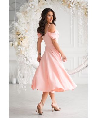 Abito midi elegante in Raso - Scollo Morbido e Spalline scorrevoli