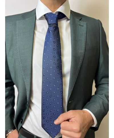 Cravatta blu con microfantasia e brillantini