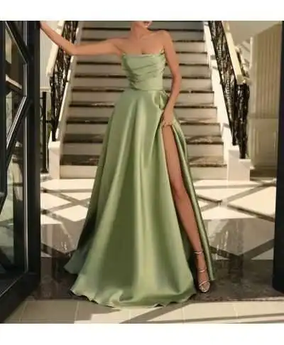 Abito elegante da cerimonia verde salvia - Pompei - Negozio di abiti da cerimonia online - Gogolfun.it