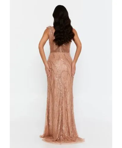 Abito a sirena oro elegante - Rodi - Cerimonia donna online - Gogolfun.it