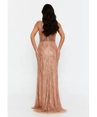 Abito a sirena oro elegante - Rodi - Cerimonia donna online - Gogolfun.it