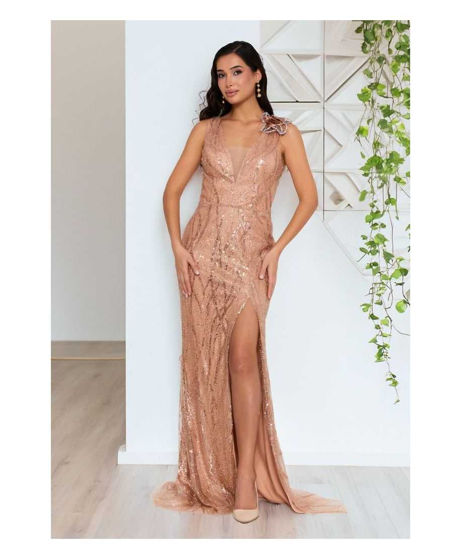 Abito a sirena oro elegante - Rodi - Cerimonia donna online - Gogolfun.it