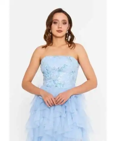 Abito da cerimonia in tulle azzurro - Perugia - Abiti da cerimonia donna online - Gogolfun.it