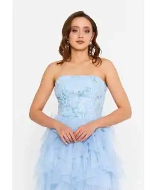 Abito da cerimonia in tulle azzurro - Perugia - Abiti da cerimonia donna online - Gogolfun.it