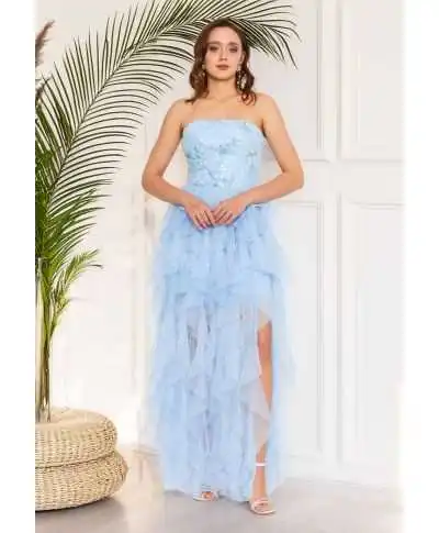Abito da cerimonia in tulle azzurro - Perugia - Abiti da cerimonia donna online - Gogolfun.it
