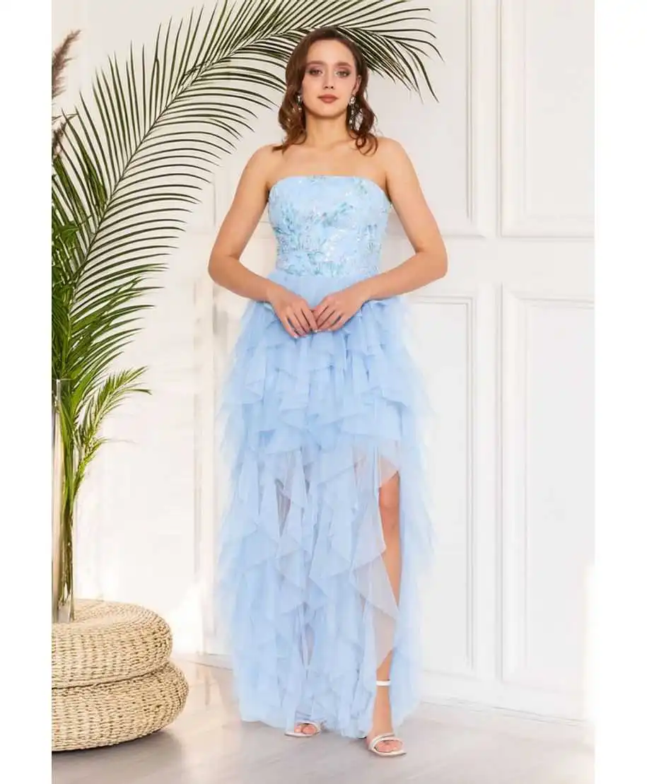 Abito da cerimonia in tulle azzurro - Perugia - Abiti da cerimonia donna online - Gogolfun.it
