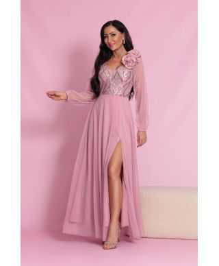 Abito da cerimonia, donna - Rosa sporco - Corpetto in paillettes - Gonna in tulle - Stella - Gogolfun.it