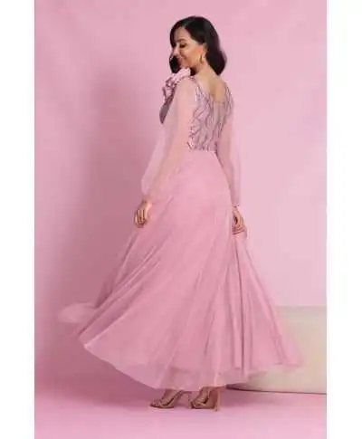 Abito da cerimonia, donna - Rosa sporco - Corpetto in paillettes - Gonna in tulle - Stella - Gogolfun.it
