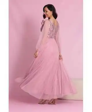 Abito da cerimonia, donna - Rosa sporco - Corpetto in paillettes - Gonna in tulle - Stella - Gogolfun.it