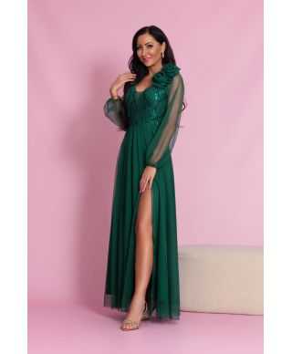 Abito da cerimonia, donna - Verde - Corpetto in paillettes - Gonna in tulle - Stella - Gogolfun.it