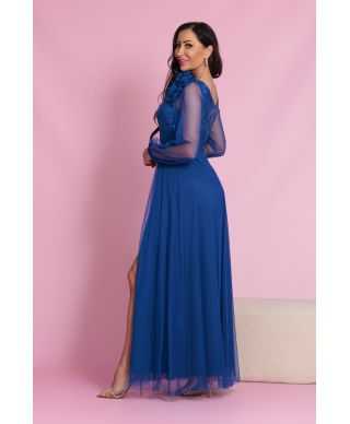 Abito da cerimonia, donna – Blu fiordaliso - Corpetto in paillettes - Gonna in tulle - Stella - Gogolfun.it