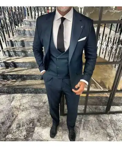 Abito uomo con gilet petrolio - Prestige - Abiti uomo giovanili, eleganti, online - Gogolfun.it