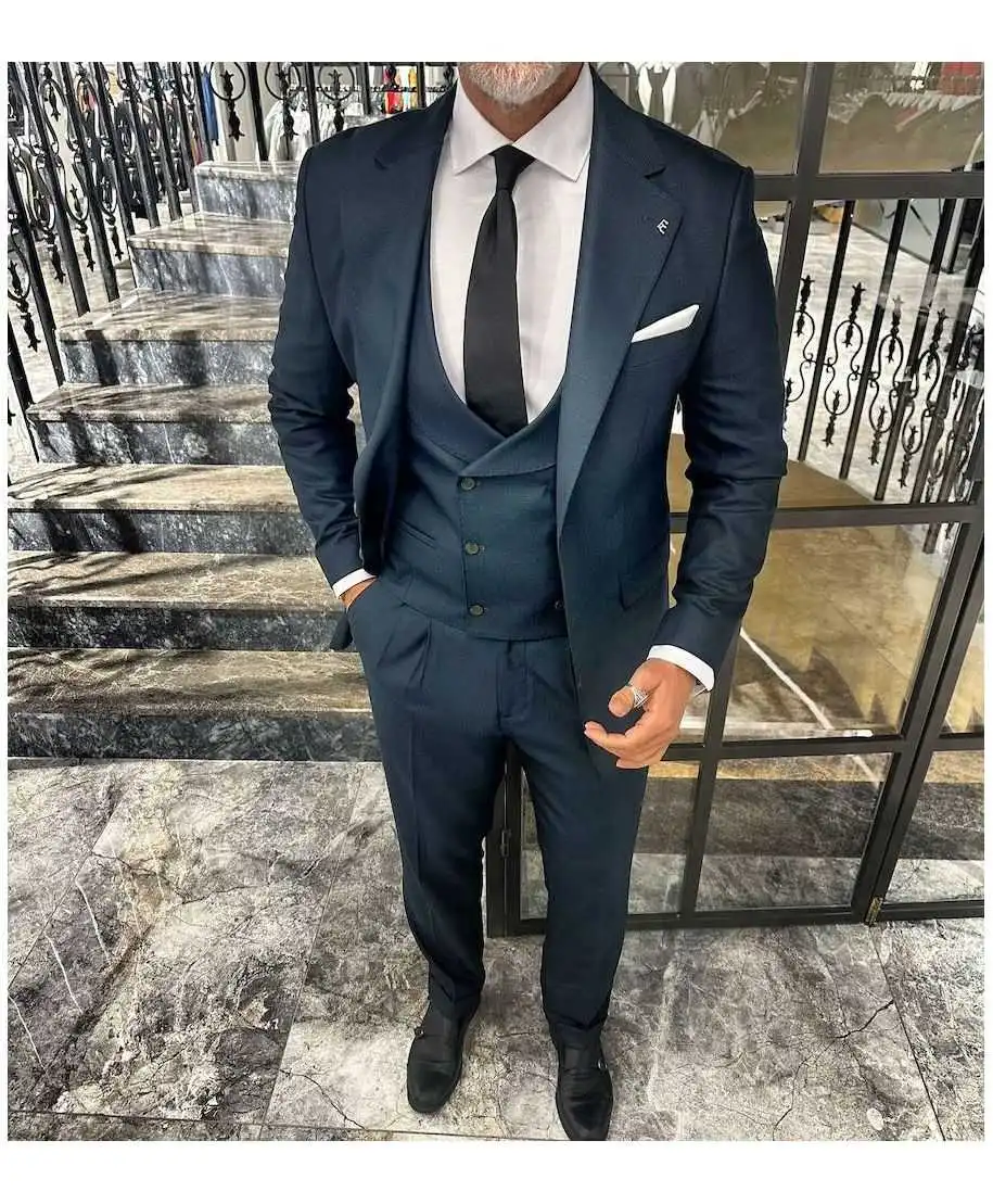Abito uomo con gilet petrolio - Prestige - Abiti uomo giovanili, eleganti, online - Gogolfun.it