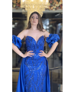Abito da cerimonia a sirena blu cobalto - Creta