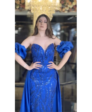 Abito da cerimonia a sirena blu cobalto - Creta